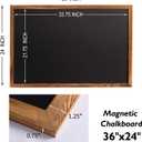 Rustic Wood Framed Magnetic Chalkboard 24 x 36, Large Hanging Chalk Board Sign for Kids, Non-Porous Wall Blackboard for Wedding Kitchen Restaurant Menu and Home with 4 Unique Magnets, Brown