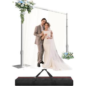 Pipe and Drape Backdrop Stand Kit, Heavy Duty Backdrop Stand 8.6ftx10ft, Adjustable Background Stand for Photography, Wedding, Party, Events Decoration (Sliver)