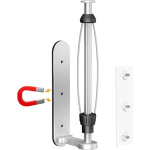 Magnetic Paper Towel Holder for Fridge - No Drill, One Hand Tear Paper Towel Holder with Ratchet Mechanism, Self-Adhesive & Wall Mount for Kitchen, Refrigerator, Grill, RV (Silver)