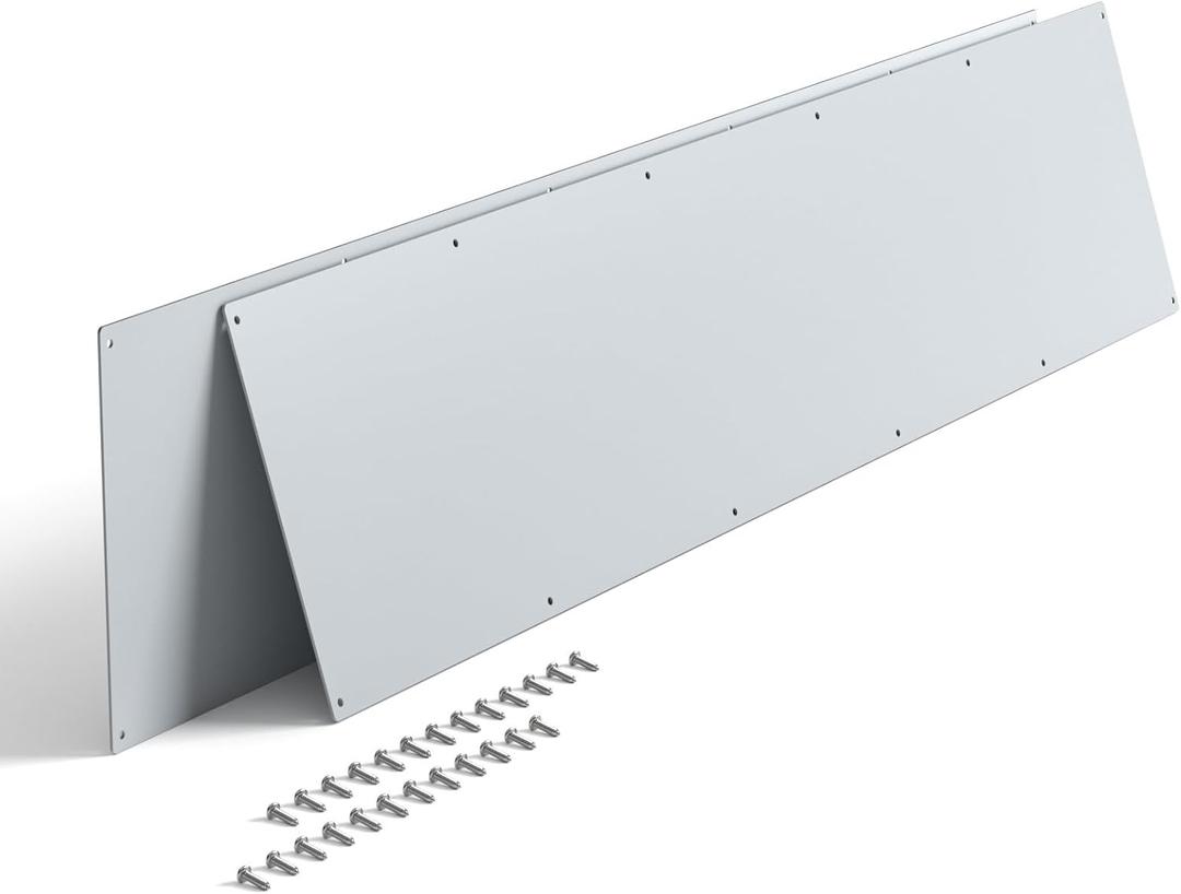 2 Pcs Metal Door Kick Plates 7.5 x 35 Inches 1.5mm Thickness Rounded Corners for Exterior Interior Doors Protection Decor Galvanized Iron Sheet Door Push Plate Silver