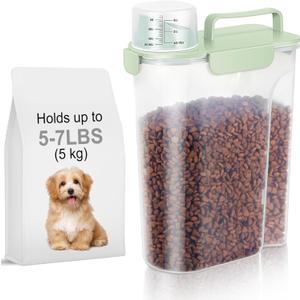 5-7Lbs Dog Cat Food Storage Container with Upgraded Large Nozzle BPA-free, 4 Snap Seals Plastic Pet Food Storage Containers with Handles are Easy to Clean and Carry (Light Green)