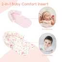 GFU Baby Car Seat Head Support for Newborn, 2 in 1 Infant Car Seat Head Body Support with Strap Pads, Soft Stroller Cushion Pillow Insert for Girls, Fits for Stroller, Swing, Pink Floral