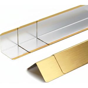 2x2x48 Inch 304 Stainless Steel Wall Corner Guards (5-Pack) Heavy Duty Rounded Corner Protector, Smooth Folded Edge Design for Wall Protection Golden Stainless Steel Slab