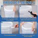 Lounsweer 2 Pack 5 Gallon Clear Bucket with Lid Handle, Round, White