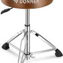 Donner Drum Throne Seat DT-150, Professional Drum Stool - Adjustable Hydraulic Height, Thick Padded Anti-Slip Cushion, Double-Braced Stability, Brown