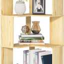 Wood Corner Bookshelf 5-Tier - 62 inch Tall Corner Bookcase Modern L Shaped, Natural Solid Large Corner Shelf Stand, Open Display Shelving Storage Rack for Bedroom, Living Room, Home Office