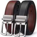 BULLIANT Men's Belt,Reversible Belt Adjustable For Gift Men 1.25”-Cut For Fit-2 Sides in 1 Belt(Not 2)(Black/Light Brown,32"-34" Waist Adjustable)
