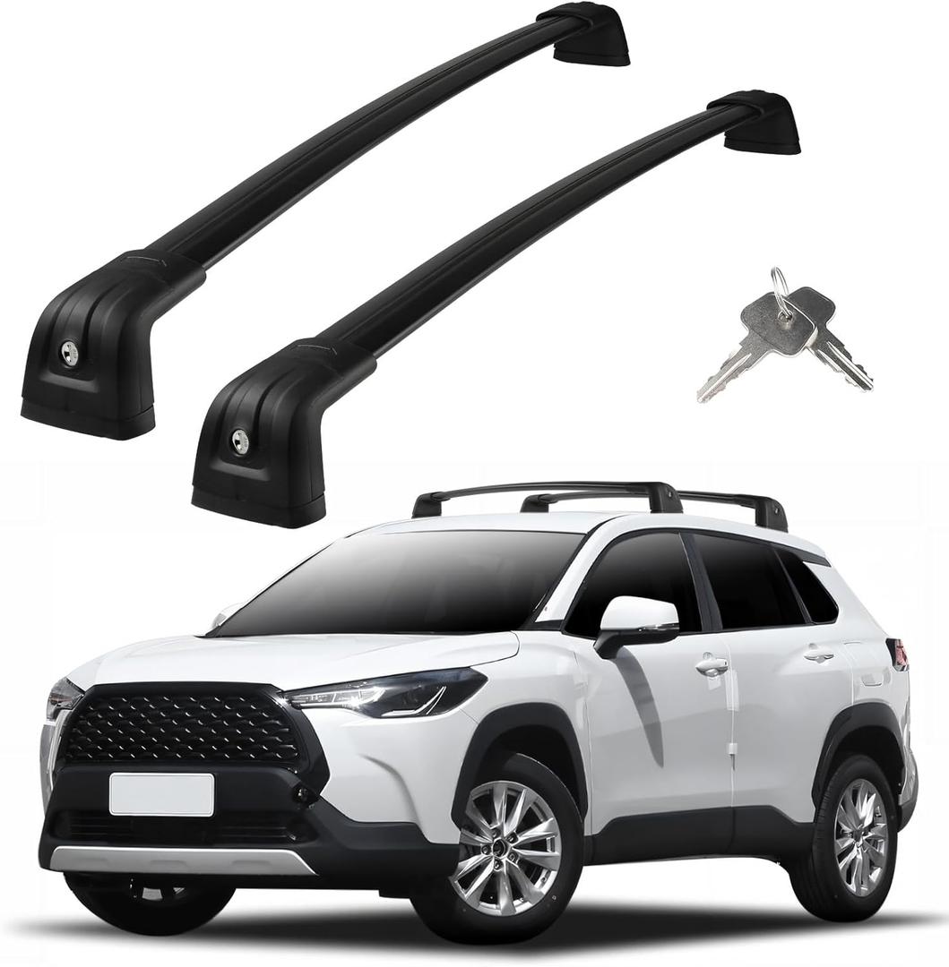 Roof Rack Cross Bars Compatible with Toyota Corolla Cross 2022-2026 (with Flush Side Rails), Adjustable Aluminum Heavy Duty 300 LBS Anti-Theft Lock Cargo Carrier Rooftop Crossbar Accessories for Bike