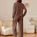 Ekouaer Womens Pajama Sets Fuzzy Fleece Long Sleeve Sleepwear Comfy Pjs 2 Piece Lounge Set Nightwear with Poeckts S-XXL (Brown, XL)