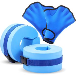 Water Aerobics Set for Aquatic Exercise 1 Pair Swimming Glove 2 Pcs Foam Swim Aquatic Cuffs Water Weights Equipment Pool Resistance Fitness Equipment for Swimming Training Workouts