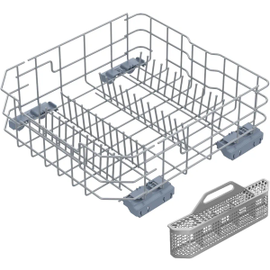 UPGRADED WD28X26099 Dishwasher Lower Dishrack Assembly Compatible with GE Dishwasher Rack Replacement Parts and WD28X10128 Dishwasher Silverware Basket,WD28X26099 for GE Dishwasher Lower Rack Parts