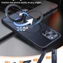 360 Rotatable Magnetic Stand for iPhone 12 pro max Case Compatible with Mag-Safe 16FT Military Drop Protection, Anti-Scratch/Fingerprint iPhone 12 pro max Phone Case(Matte-Black)