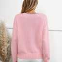 Libsorge Womens Oversized Cute Crewneck Heart Sweater Winter Spring Valentine's Day 2025 Trendy Ribbed Knit Contrast Color Block Pullover Casual Cozy Knitted Sweaters Pink  (Pink, L)