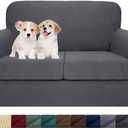MAXIJIN 2 Piece Couch Covers for 2 Cushion Couch Super Stretch Loveseat Slipcover Dogs Pet Proof Fitted Furniture Protector Spandex Non Slip Sofa Love Seat Cover Washable (Loveseat, Gray)