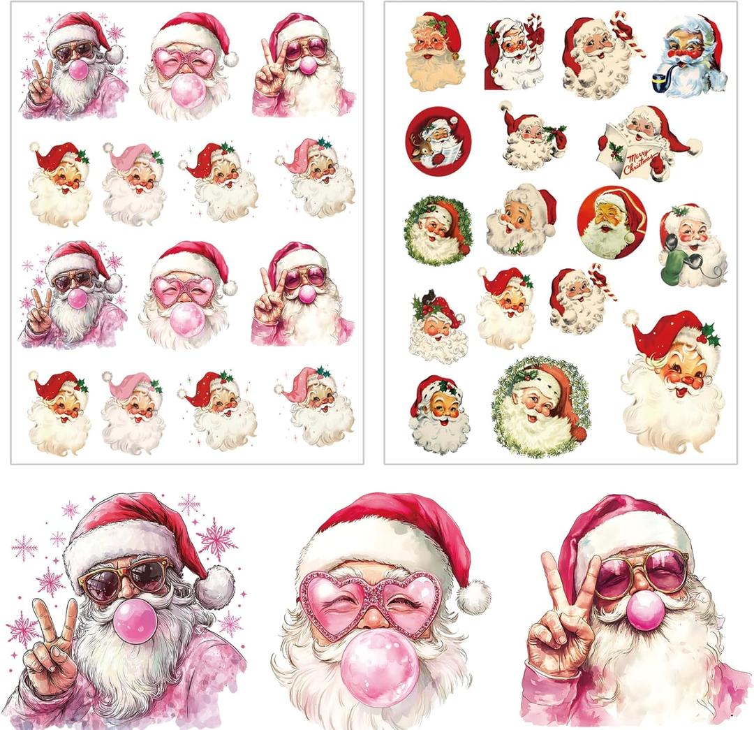 2 x Santa Stickers for Envelope Seals Cards Making Crafts, Santa Face Holiday Large Christmas Stickers for Gift Bags Label Card Baked Goods Presents Bag (santa155)