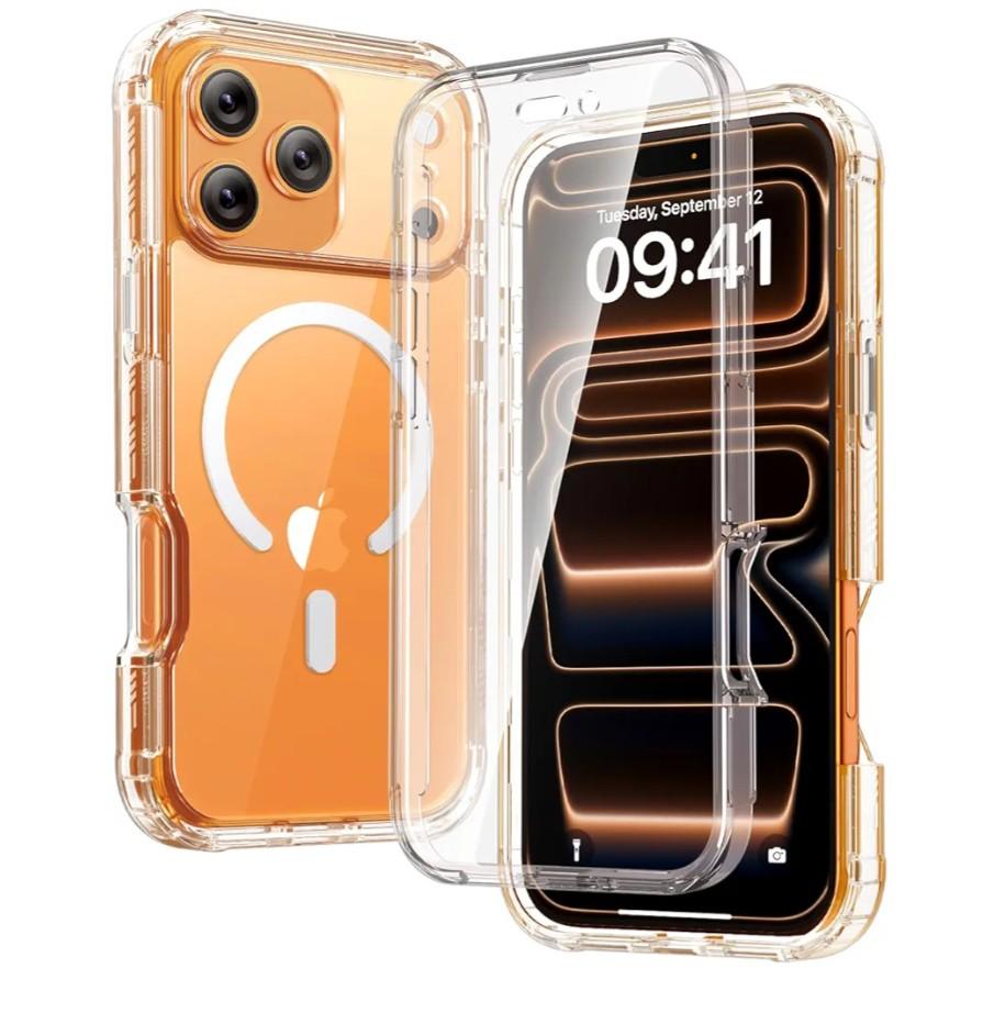 Diaclara Magnetic Designed for iPhone 17 Pro Case 6.3'' Full Camera Protection Full Body Bumper, Compatible with MagSafe Military Drop Proof Phone Case w/Built-in Screen Protector, Clear