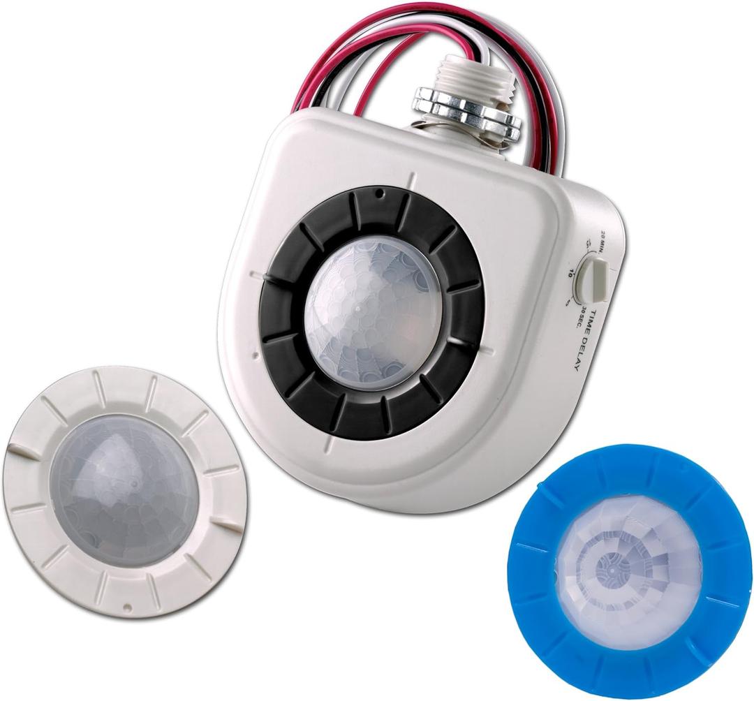 Leviton OSFHU-ITW Fixture-Mounted PIR High-Bay Sensor with 3 Interchangeable Lenses, White (1 Pack)