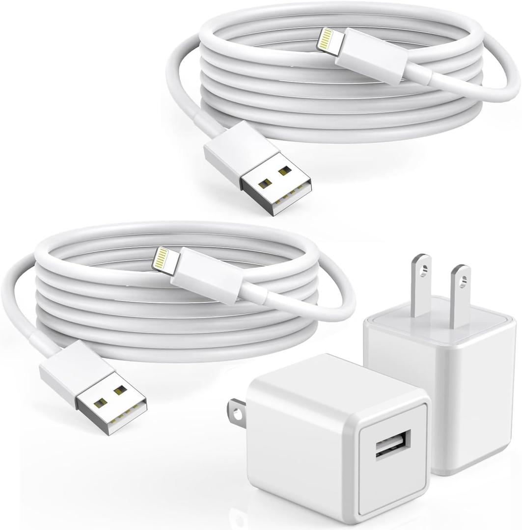 IPhone Charger,2Pack 6FT USB Wall Charger Fast Charging USB Cable Charging Cube Travel Plug Block with 6Foot Fast Cuble Lightning Cable Cord for iPhone 14 13 12 11 Pro Max XS XR X 8 7 SE2022 iPad