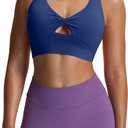 Aoxjox Women's Workout Sports Bras Twist Front Fitness Training Gym Bra Yoga Crop Lola Tank (Large, Bellwether Blue)