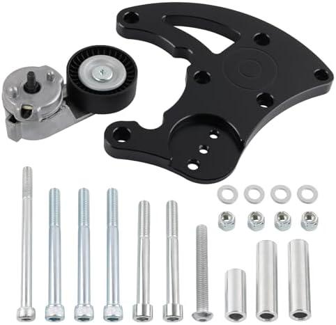 RiAiCiING LS Swap R4 AC Compressor High Mount Bracket Kit with Belt Tensioner for Chevrolet GMC SUV Truck Vortec Engines LS1 LS2 LS3 LS6
