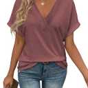 EyMuse 1PCS T Shirts Short Sleeve V Neck Tees Womens Fashion Tops Trendy Soft 2025 Casual Summer Spring Outfits Clothes 2XL