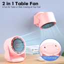 Table Fans, Ultra Quiet Wall-Mounted Desk Fan, Digital Display Rechargeable USB Fan, 105°Tilt, 100 Speeds, Long Lasting Power, Portable Fan for Home Office Kitchen Travel Camping (Light Pink), Small