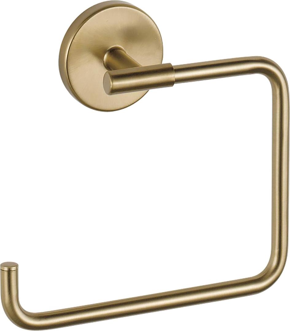 Delta Trinsic (1-Pack) Hand Towel Holder Champagne Bronze Towel Racks for Bathroom Wall Square Towel Ring Holder for Bath Towel Hanger for Kitchen, Bathroom Accessories 759460-CZ (2 x 6.41 x 5.69 Inches)