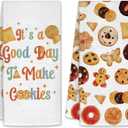 PIUFAM Funny Kitchen Towels, Cookies Hand Towels for Bathroom, Baking Gifts for Women, Baking Accessories, White Waffle Dish Towels for Birthday Christmas Thanksgiving Day 26x17 inch, 2 Pack