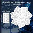 Christmas Glitter Snowflake Window Clings 204 Pieces Double Sided Reusable PVC Static Stickers Sparkly Silver Glitter Snowflakes Decals for Christmas Party Window Decoration Glass Decor