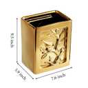 Gold Bathroom Trash Can,Luxury Ceramic Hand Carved Decor Garbage Can,1.32 Gallon/5 Liter Stylish Small Waste Basket for Bathroom,Office,Party,Room
