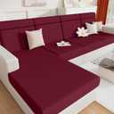 hyha Outdoor Couch Cushion Covers, Sectional Couch Sofa Covers Washable, Jacquard Diamond Lattice, Stretch Sofa Seat Cushion Cover for Indoor/Outdoor Patio Furniture (1 Piece for Medium, Wine Red)