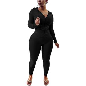 Nimsruc Two Piece Outfits For Women Long Sleeve Bodycon Tracksuit Casual Sweatsuits Jogger Sets (Small, Black)