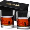 Faailok Whiskey Glasses Set of 2,10Oz Stemless Glasses,Rocks Glasses for Bourbon Scotch,Old Fashioned Glasses for men & Dad Gifts,Heavy Base,Dishwasher-Safe (Fishing with Child)