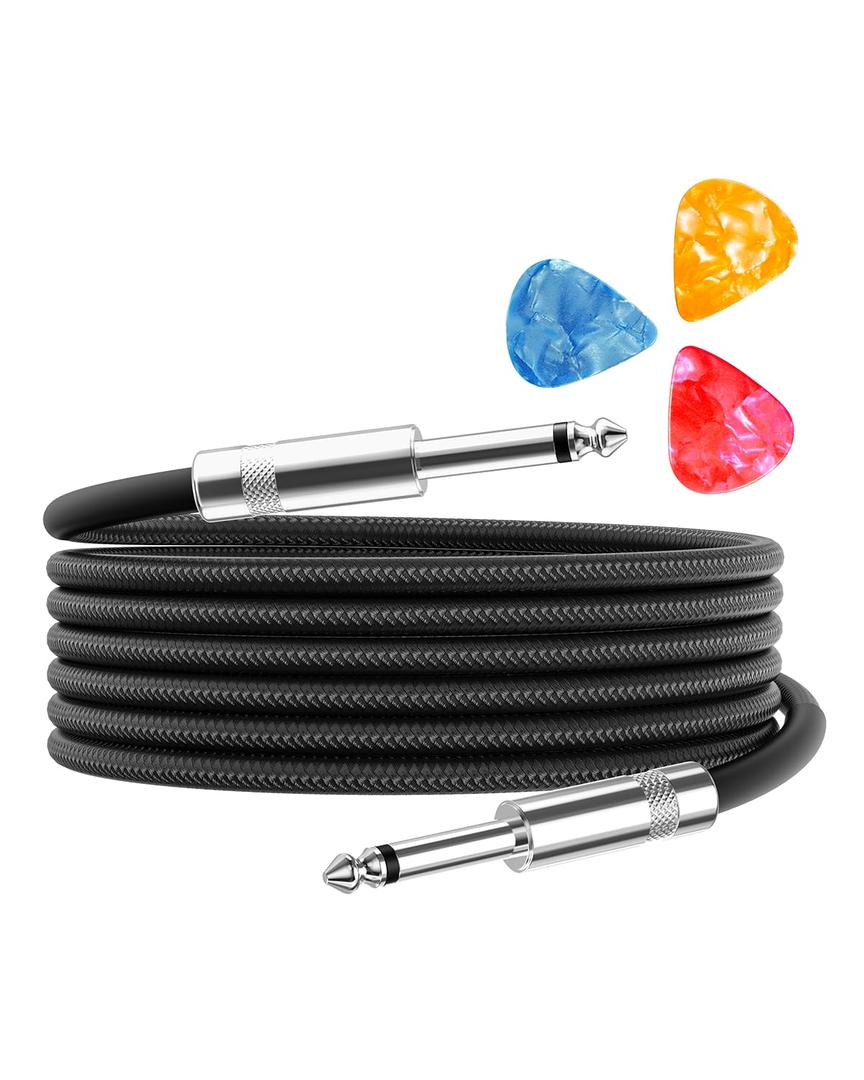 Aqdocvf Guitar Cable, Guitar Cord 10ft AMP Cord for Bass & Electric Guitars/Keyboard/Mandolin TS 1/4 Inch Instrument Cable, Pro Audio Straight Angle Black