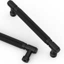 Asidrama 10 Pack 5 Inch(128mm) Matte Black Cabinet Pulls Knurled Kitchen Cabinet Handles, Cabinet Pull Kitchen Cabinet Hardware for Cupboard Drawer Pulls