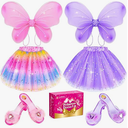 Kids Princess Dress Up Clothes for Little Girls, BIBUTY Pretend Play & Dress Up Princess Costume Set with Princess Shoes Tutu Fairy Wing for Little Girls, Princess Toy Gift for 36 Toddler Little Girl