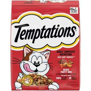 Temptation FOOD FOR ADULT CATS ( Beef, Chicken& Cheese) 1+ NET WT 1.3 LB (2.86 kg), 3x6,3 Lb, EXP: 10/4/2026