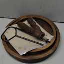 Farmhouse Wooden Decorative Two-Tiered Trays + Pu Leather Tray, Wood 2 Tier Serving Tray Stand for Rustic Table Centerpiece, Kitchen Decor, Coffee Bar, or Cupcake Stand (Brown)