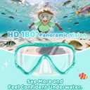 Vvinca Snorkel Set for Kids 3-14, Dry Top Snorkeling Gear for Boys Girls Youth, Panoramic View Swim Goggles with Nose Cover & Anti-Fog Lens, Junior Scuba Diving Mask with Adjustable Soft Fabric Strap