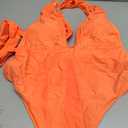 Lilosy Sexy Lace Up Plunge Neck Backless High Waisted Low Cut Leg Rise Thong Cheeky Brazilian 1 Piece Bikini Swimsuit Women Back Bathing Suit Tie Criss Cross Monokini Neon Orange Large