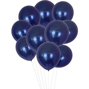100 Pack Navy Blue Balloons 12 Inch Chrome Round Helium Pearl Dark Blue Balloons for Wedding Birthday Christmas Party Decoration (Navy Blue)