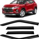 Rain Guards for 2019-2026 Chevy Blazer, Out-Channel Window Visor Shields Vent Deflector Shade Wind Dark Smoke 2020 22021 2022 2023 2024 2025 19 20 21 22 23 24 25 26, Tape-On Outside-Mount, 4PCS