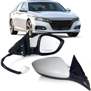Right Passenger side Mirror Fits 2018-2022 Honda Accord LX, Sport With Power Glass, Heated, Blind Spot Detection and Manual Folding Match to Platinum White Pearl Replace HO1321329 (7Pins)