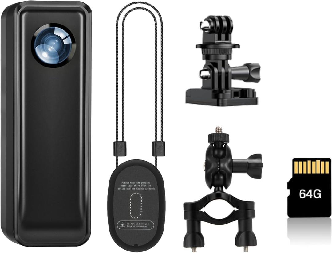 4K Action Camera, Body Camera with 64GB Memory Card