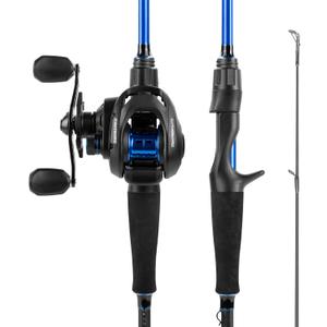 KastKing Centron Fishing Rod and Reel Combo, Spinning & Baitcasting Combos, IM6 Graphite 2Pc Blanks, Stainless Steel Guides with Ceramic Rings, Contoured EVA Handles & Fighting Butt, Cast-6'6" M, Left Handed,New