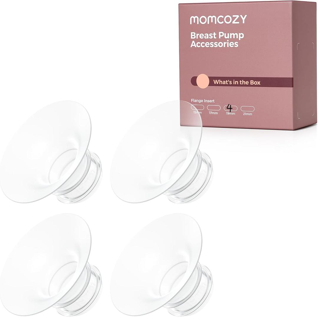 Momcozy M5| M6| M9 Original Replacement Accessories, Food-Grade Silicone & BPA Free, Original Breastfeeding Parts, Inserts 19mm, 4 Pack