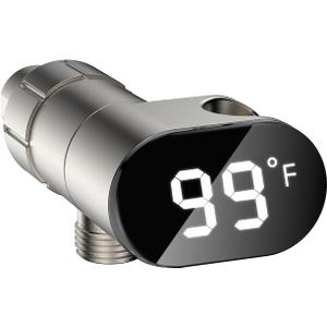 JDO LED Display Shower Thermometer Mount Bracket for Shower Arm and Hose, IPX7 Waterproof, Suitable for Kitchen Bathroom