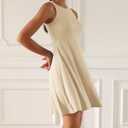 ODODOS Casual Flare Tank Dress for Women Summer Sleeveless Sundress Mini Skater Dress, Beige, Small (Beige, S)