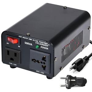 Yinleader 500W 110/120V to 220/240V Voltage Converter Transformer Step Up/Down Converter 110V to 220V, 220V to 110V with US Power Cord and US to EU Adapter