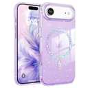 BENTOBEN Magnetic for iPhone Air Case 2025, Clear Crystal Glitter Bling iPhone Air Phone Case [Compatible with MagSafe] Shockproof Sparkly Cute Women Girls Cover for iPhone 17 Air 6.5", Glitter Purple